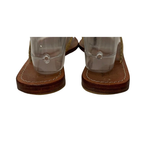 Mystique Gold Leather Crystal Rhinestone StarfishThong Flip Flop Sandal Womens 7 - Picture 9 of 12